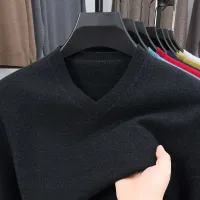 Men's V-Neck Knitted Oversized Pullover Sweater thumbnail 5