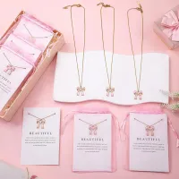 12-Piece Pink Enamel Bow Necklace Gift Set thumbnail 6