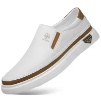 Men's Leather Slip-On Sneakers White thumbnail 1
