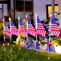 Solar American Flag Stake Lights thumbnail 2
