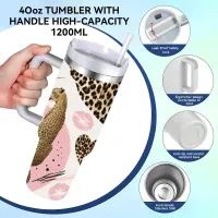 Pink Leopard Print Insulated Tumbler thumbnail 5