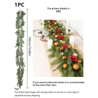 Rattan Christmas Pine Garland Wreath thumbnail 6