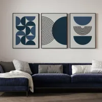 Navy Blue Botanical Wall Art Set of 3 thumbnail 5