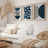 Navy Blue Botanical Wall Art Set of 3 thumbnail 4