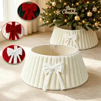 Plush Velvet Christmas Tree Collar with Bow thumbnail 1