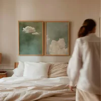 Sage Green Cloud Wall Art Canvas Print thumbnail 2