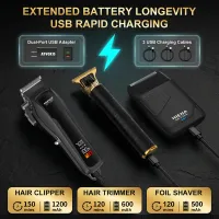HIENA 3-in-1 Cordless Hair Clipper & Shaver Kit thumbnail 5