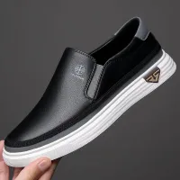 Men's Leather Slip-On Sneakers White thumbnail 6