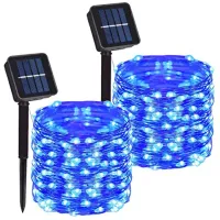 Загальний 00 LED 66‑футовий сонячний мідний дротовий ланцюг світильників для зовнішнього використання, водостійкий, 8 режимів, казкові гірлянди для саду, патіо та вечірки thumbnail 1