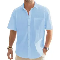 Men's Cotton Linen Short Sleeve Shirt thumbnail 5
