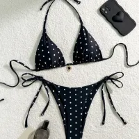 Polka Dot 2-Piece Bikini Set Black & White thumbnail 1