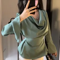Silk Satin Flare Sleeve Blouse thumbnail 3