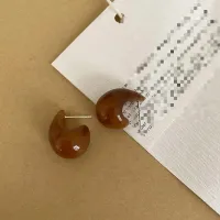 Retro Amber Brown Comma Earrings thumbnail 5