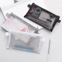 1pc Transparent Mesh Pencil Case Storage Student Simple Pencil Bag Large Capacity Pouches Stationery Organizer Pencilcase Holder thumbnail 1