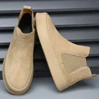 Men's Leather Chelsea Fleece Boots thumbnail 2