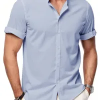 Men's Linen Stand Collar Summer Shirt thumbnail 2