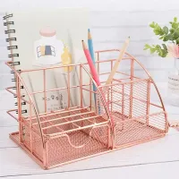 Rose Gold Mesh Desk Organizer thumbnail 1