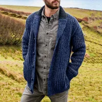 Men's Shawl Collar Cable Knit Cardigan thumbnail 2