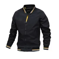 Men's Black Slim Fit Bomber Jacket thumbnail 4
