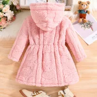 Girls Pink Velvet Hooded Coat thumbnail 2