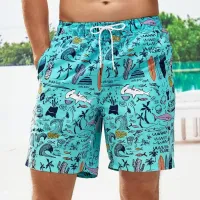 3D Shark Coconut Tree Swim Trunks thumbnail 1
