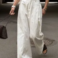 White Linen Wide Leg Formal Pants thumbnail 1