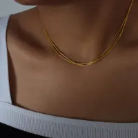 18k Gold Plated Multi-Layer Choker Necklace thumbnail 3