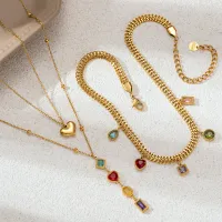 Gold Heart Zircon Choker Necklace thumbnail 2