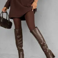 Women's Coffee Brown Opaque Tights thumbnail 2