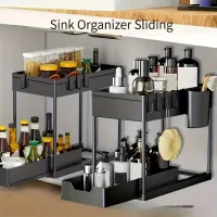 2 Tier Sliding Under Sink Organizer Rack thumbnail 2
