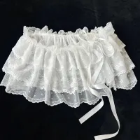 Korean Lace Layered Gauze Mini Skirt thumbnail 1