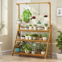 Folding Bamboo 3-Tier Plant Stand thumbnail 3