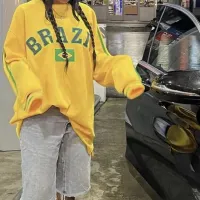 Brazil Flag Y2K Oversized Hoodie thumbnail 2