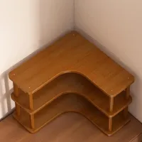 3-Tier Wooden Corner Shelf Organizer thumbnail 1