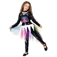 Rainbow Skeleton Kids Halloween Dress thumbnail 5
