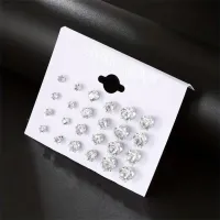 12 Pairs Zircon Stud Earrings Set thumbnail 3