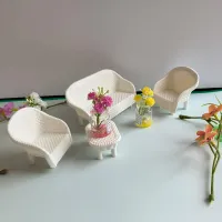 Mini White Wicker Tea Set for Dollhouse thumbnail 6