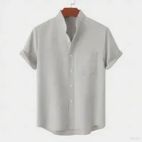 Men's Linen Short-Sleeve Collared Shirt thumbnail 5