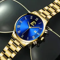 Gold Stainless Steel Minimalist Watch for Men thumbnail 5