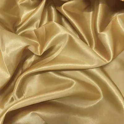 Shiny Gold Satin Fabric for Sewing Dress, Background Decoration, Lining Material, Sold by Yard