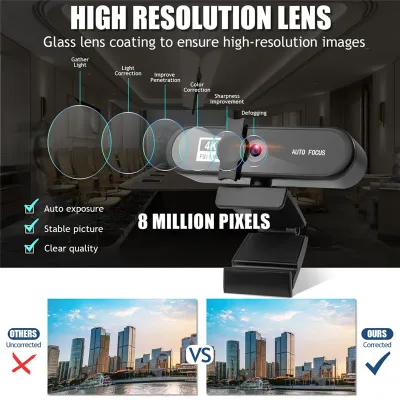 8K Conference 4K PC Webcam Autofocus 1080P USB Web Camera Laptop Desktop For Office Meeting Home With Mic 1080P HD Web Cam