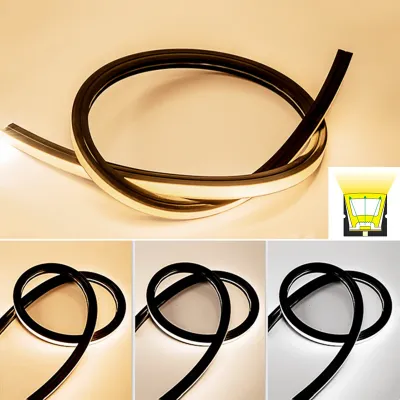 Black LED Neon Rope Tube Flexible Silicone Strip Lights Soft Waterproof IP67 DC12V SMD2835 Outdoor Home Decor Ribbon Tape Lights