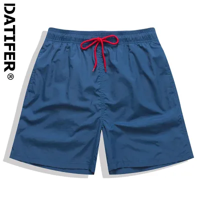 Datifer Brand 2026 Summer Swimming Shorts Men Solid Color Bañador Hombres Short Running Gym Mesh Liner With Pockets Beach Shorts