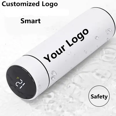 Vacuum Water Bottle Smart Display Temperature 500ML Safety 304 Stainless Steel Coffee Thermose Men Business Gift Customized Logo