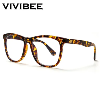 VIVIBEE Women Oversized Leopard Anti Blue Ray Light Filter Glasses Frame for Computer Protection Blocking Gaming Men Eyeglasses