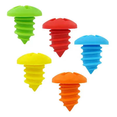 200Pcs Silicone Red Wine Stopper Screw Shape Wine Bottle Cap Creative Wine Accessories Home Party Use Food-grade Kitchen Gadget