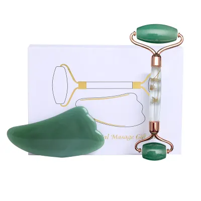 Quartz Eternal Flower Jade Roller Gua Sha Set Natural Gouache Stone Face Massage Roller Gouache Scraper Reduce Wrinkles Tool