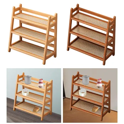 Coffee Syrup Rack Organizer Mug Holder 3 Tier Bamboo Spice Rack Kitchen Counter Shelf for Pantry Vanity and Bar Accessories