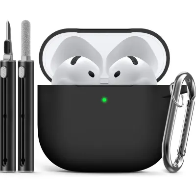 AirPods 4 Case Cover with Cleaner Kit,Soft Silicone Protective Case for Apple AirPods 4 Generation Case for Women Men