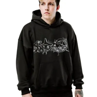 Harajuku Oversized Streetwear Pullover Men's Hoodies Fallen angel Print Hooded Sweatshirt Hip Hop Aesthetic Tops Gothic Y2k